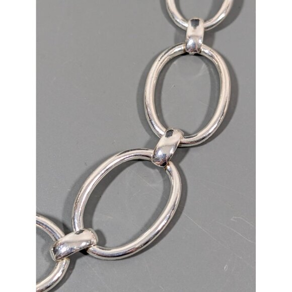 Premier Designs Silver Tone Oval Chain Link Statement Necklace 19" - Picture 4 of 10